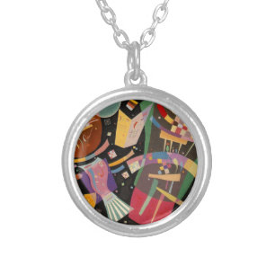 Kandinsky Composition 10 Abstract Painting Silver Plated Necklace