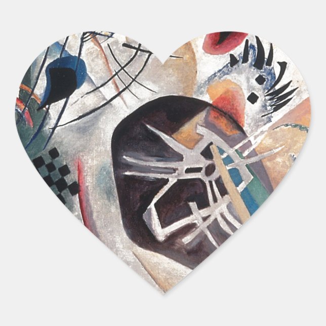 Kandinsky Composition Abstract Heart Sticker (Front)