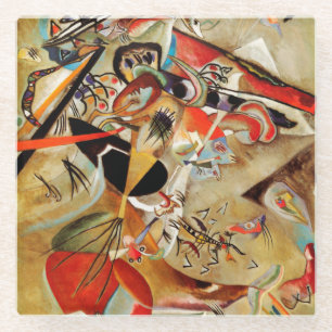 Kandinsky Composition Abstract Painting Glass Coaster