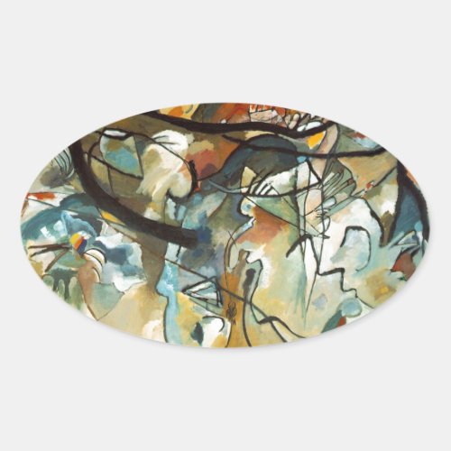 Kandinsky Composition V Abstract Painting Oval Sticker