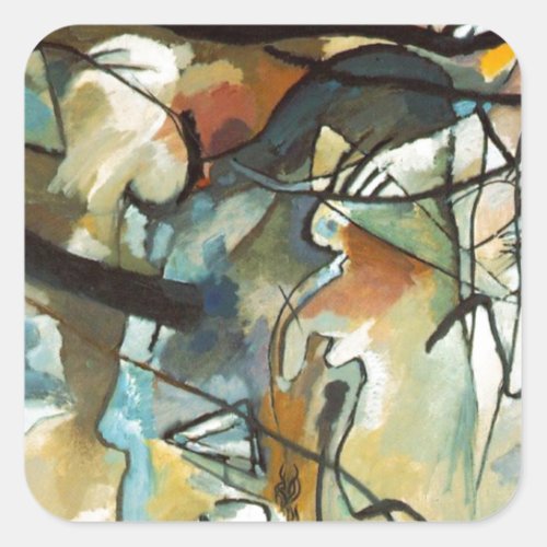 Kandinsky Composition V Abstract Painting Square Sticker