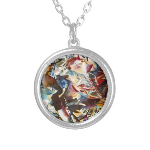 Kandinsky Composition VI Abstract Painting Silver Plated Necklace