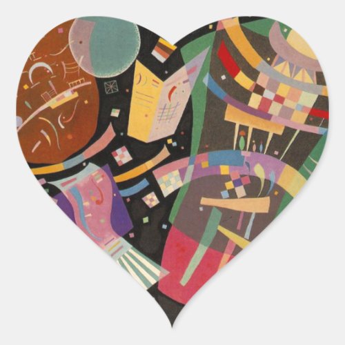 Kandinsky Composition X Abstract Artwork Heart Sticker