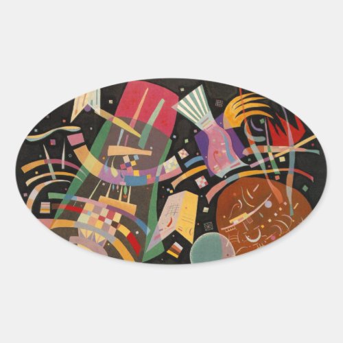 Kandinsky Composition X Abstract Artwork Oval Sticker
