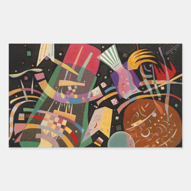 Kandinsky Composition X Abstract Artwork Rectangular Sticker (Front)