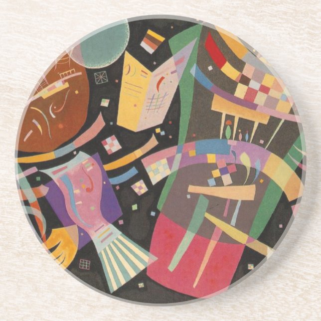 Kandinsky Composition X Abstract Artwork Sandstone Coaster (Front)
