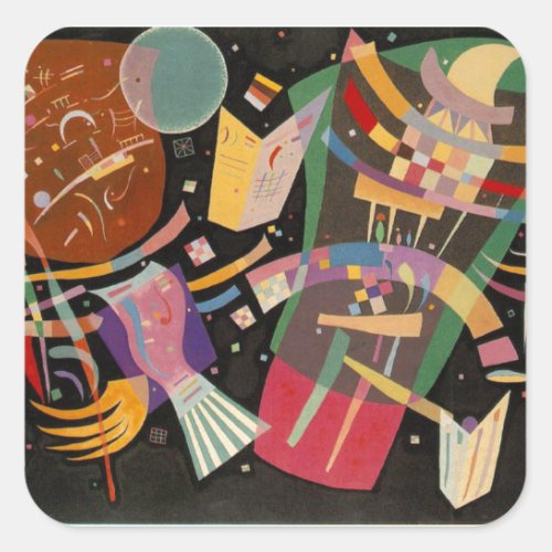 Kandinsky Composition X Abstract Artwork Square Sticker