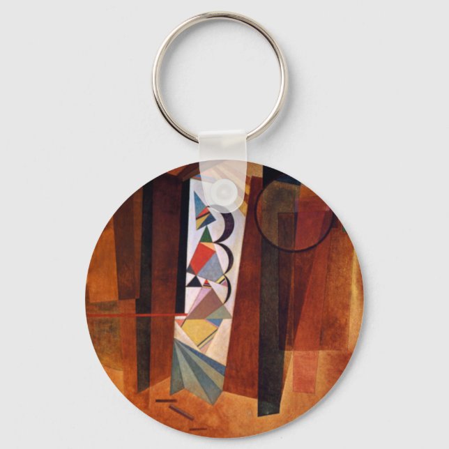 Kandinsky Development in Brown Abstract Painting Keychain (Front)
