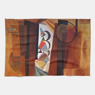 Kandinsky Development in Brown Abstract Painting Kitchen Towel