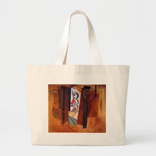 Kandinsky Development in Brown Abstract Painting Large Tote Bag