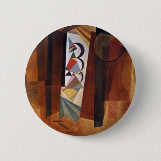 Kandinsky Development in Brown Abstract Painting Pinback Button (Front)