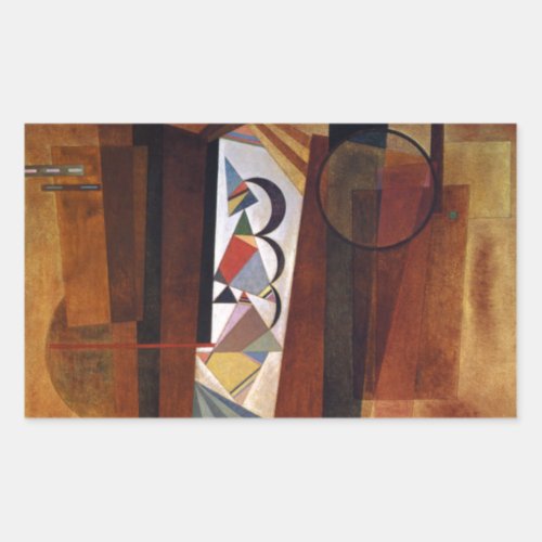 Kandinsky Development in Brown Abstract Painting Rectangular Sticker