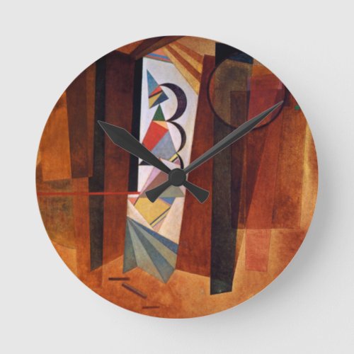 Kandinsky Development in Brown Abstract Painting Round Clock