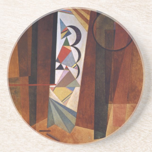 Kandinsky Development in Brown Abstract Painting Sandstone Coaster (Front)