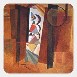 Kandinsky Development in Brown Abstract Painting Square Sticker