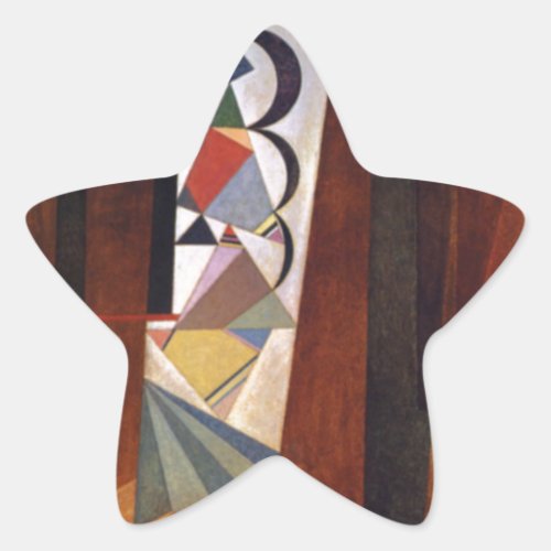 Kandinsky Development in Brown Abstract Painting Star Sticker