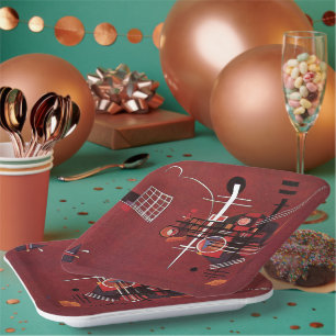 Kandinsky - Dull Red Paper Plates