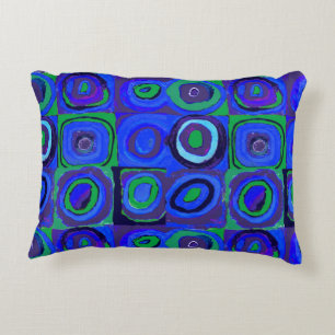 Kandinsky Farbstudie Blue Quadrate Square Circle Accent Pillow