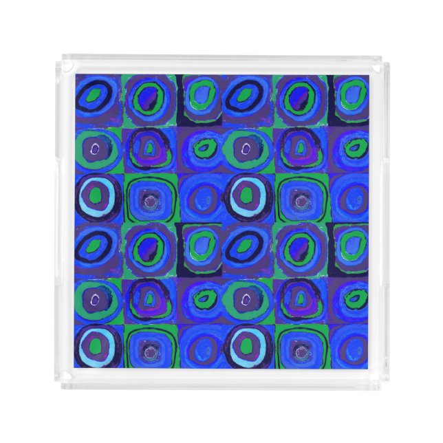 Kandinsky Farbstudie Blue Quadrate Square Circle  Acrylic Tray (Front)