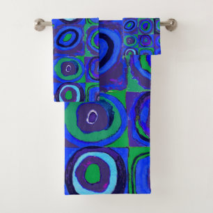 Kandinsky Farbstudie Blue Quadrate Square Circle Bath Towel Set