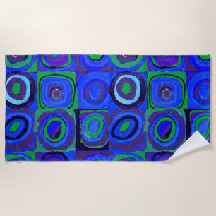 Kandinsky Farbstudie Blue Quadrate Square Circle Beach Towel