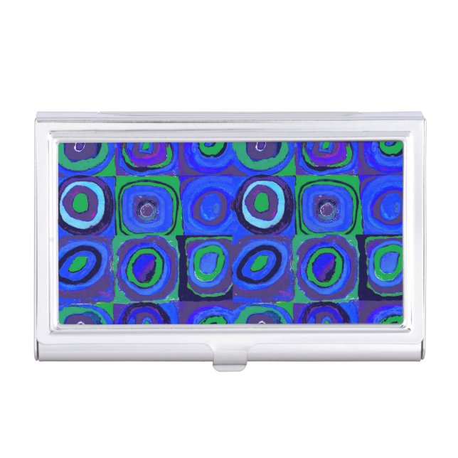 Kandinsky Farbstudie Blue Quadrate Square Circle  Business Card Case (Front)