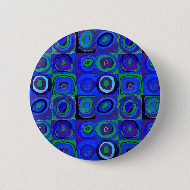 Kandinsky Farbstudie Blue Quadrate Square Circle  Button (Front)