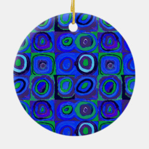 Kandinsky Farbstudie Blue Quadrate Square Circle  Ceramic Ornament