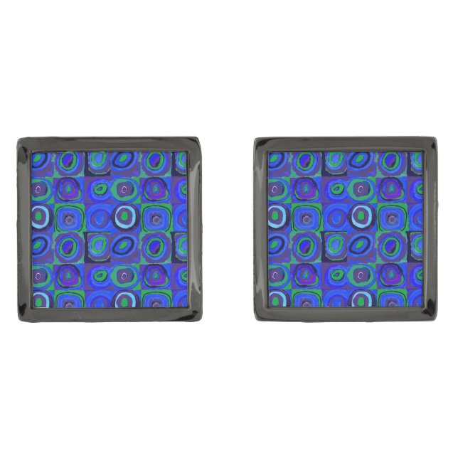 Kandinsky Farbstudie Blue Quadrate Square Circle  Cufflinks (Front)