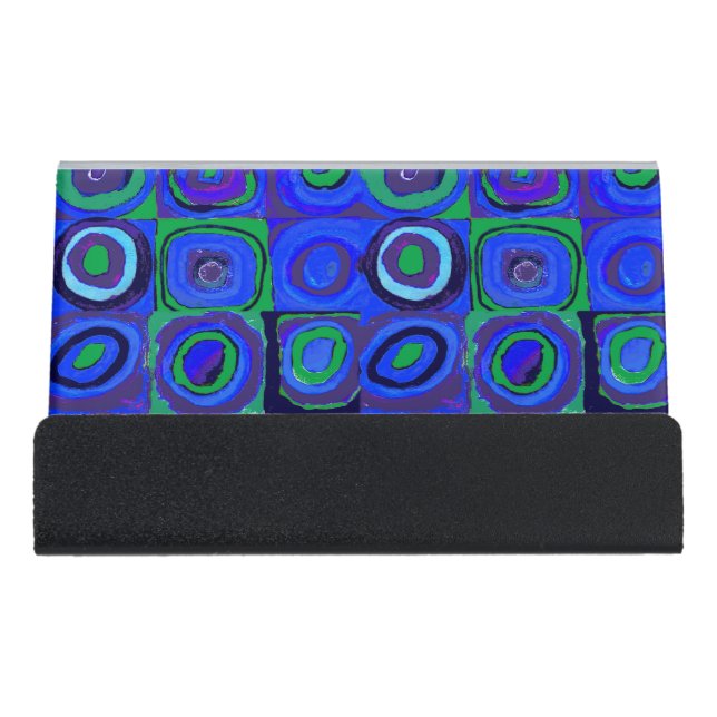 Kandinsky Farbstudie Blue Quadrate Square Circle  Desk Business Card Holder (Front)