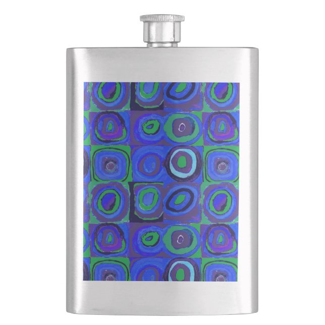 Kandinsky Farbstudie Blue Quadrate Square Circle  Flask (Front)