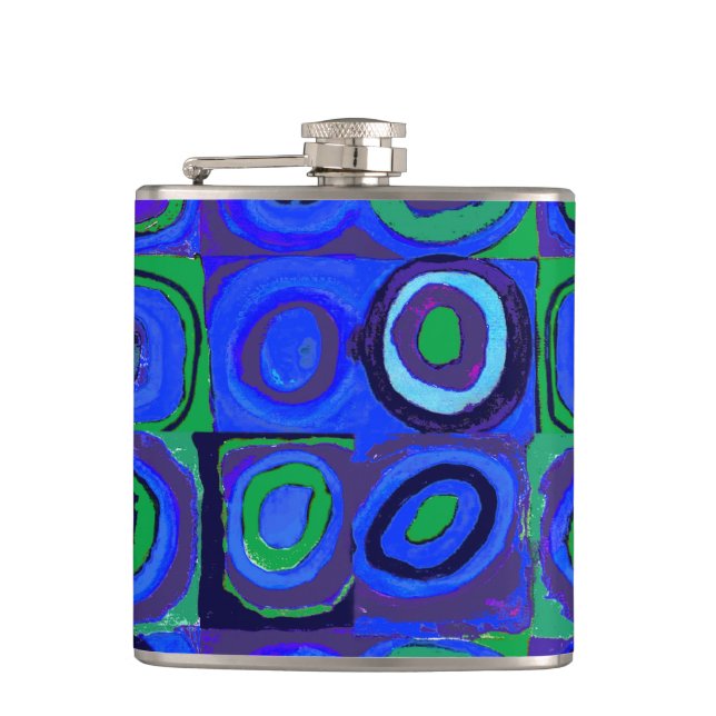 Kandinsky Farbstudie Blue Quadrate Square Circle  Flask (Front)