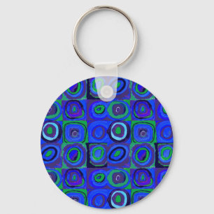 Kandinsky Farbstudie Blue Quadrate Square Circle Keychain