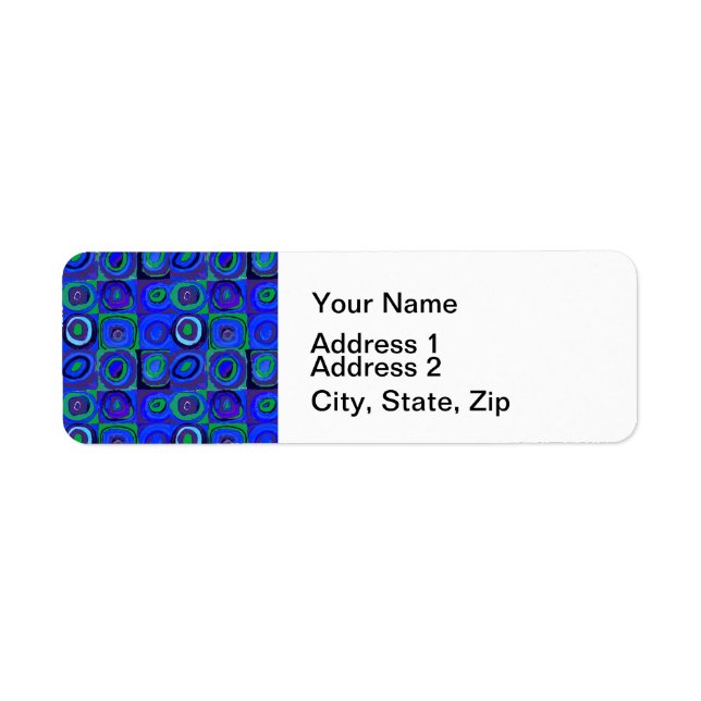 Kandinsky Farbstudie Blue Quadrate Square Circle  Label (Front)
