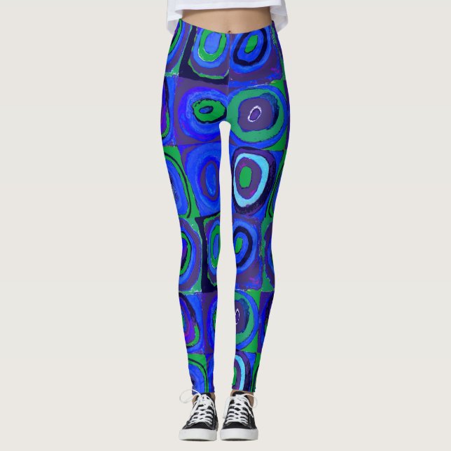 Kandinsky Farbstudie Blue Quadrate Square Circle  Leggings (Front)