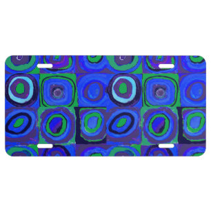 Kandinsky Farbstudie Blue Quadrate Square Circle License Plate