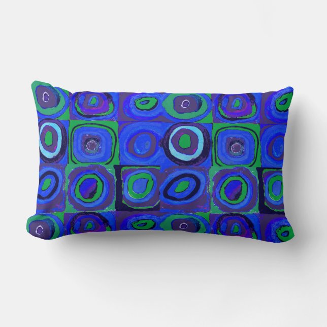 Kandinsky Farbstudie Blue Quadrate Square Circle  Lumbar Pillow (Front)