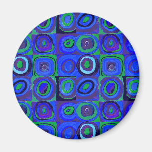Kandinsky Farbstudie Blue Quadrate Square Circle Magnet