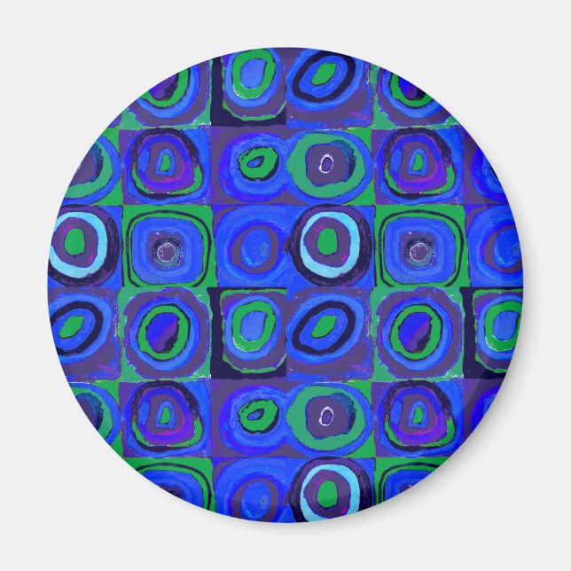 Kandinsky Farbstudie Blue Quadrate Square Circle  Magnet (Front)