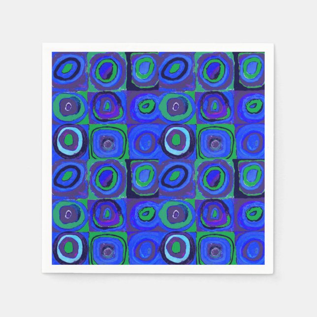 Kandinsky Farbstudie Blue Quadrate Square Circle  Napkins (Front)