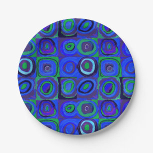 Kandinsky Farbstudie Blue Quadrate Square Circle Paper Plates
