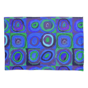 Kandinsky Farbstudie Blue Quadrate Square Circle Pillow Case