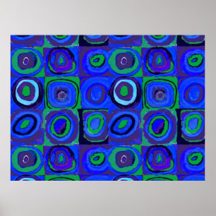 Kandinsky Farbstudie Blue Quadrate Square Circle Poster