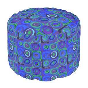 Kandinsky Farbstudie Blue Quadrate Square Circle Pouf