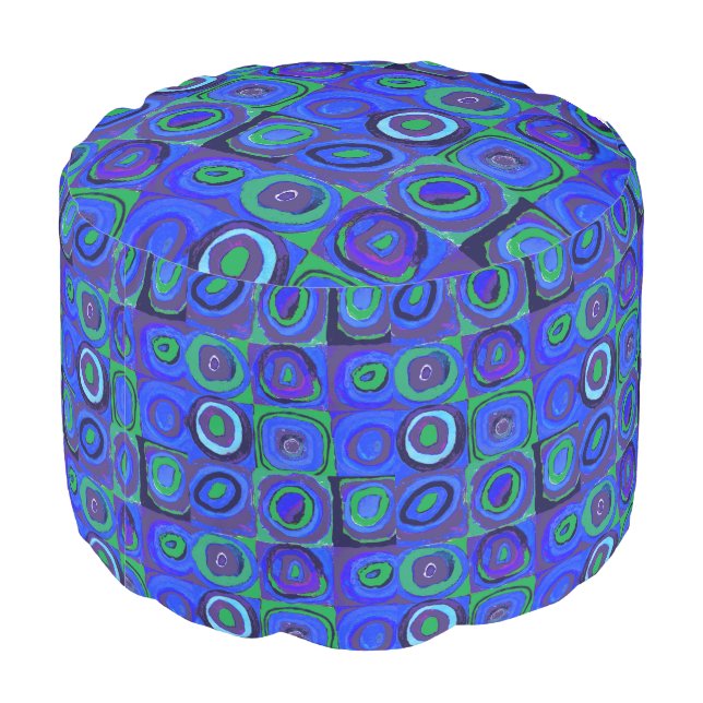 Kandinsky Farbstudie Blue Quadrate Square Circle  Pouf (Angled Back)