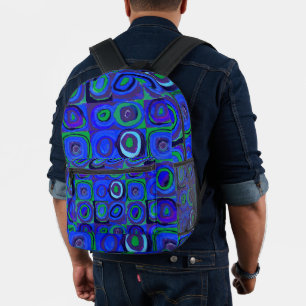 Kandinsky Farbstudie Blue Quadrate Square Circle Printed Backpack