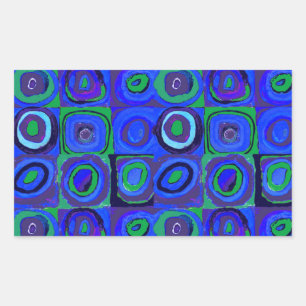 Kandinsky Farbstudie Blue Quadrate Square Circle Rectangular Sticker