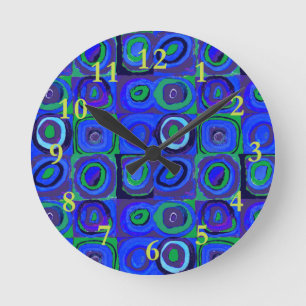 Kandinsky Farbstudie Blue Quadrate Square Circle Round Clock