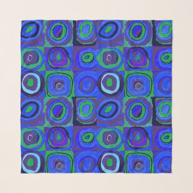 Kandinsky Farbstudie Blue Quadrate Square Circle  Scarf (Front)