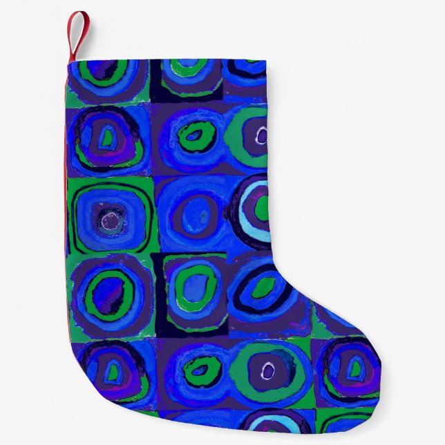 Kandinsky Farbstudie Blue Quadrate Square Circle  Small Christmas Stocking (Front)